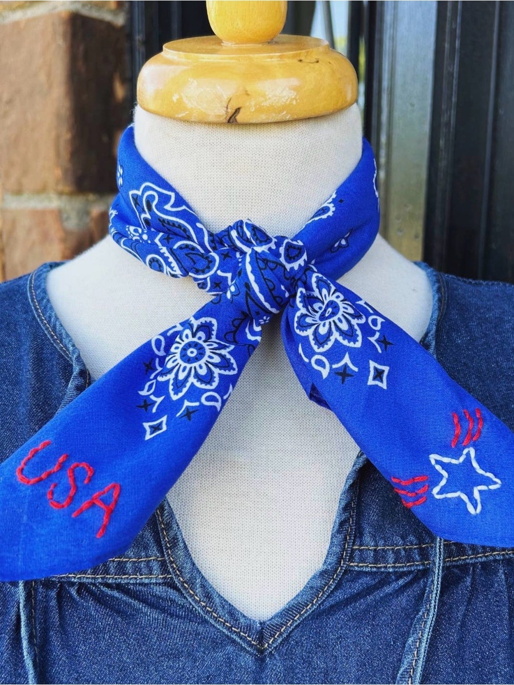 Bandana Scarf with USA Embroidery 21”x21”